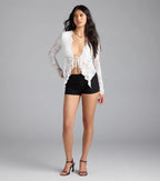 Delicate Flair Floral Lace Tie-Front Top
