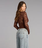 Delicate Flair Floral Lace Tie-Front Top