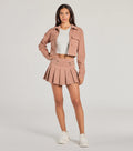 Practical Charm High Rise Zipper Pleated Denim Skort