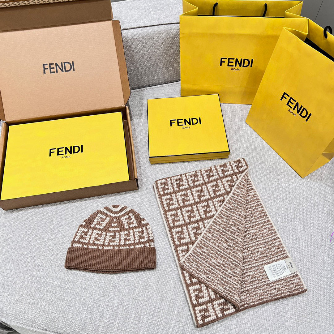 Fendi Knitted Cashmere Scarf Hat #96644