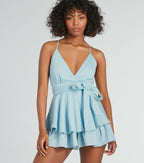 The Perfect Striped Bow Ruffled Romper