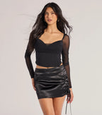 Chic Hour Ruched Satin Mini Skort