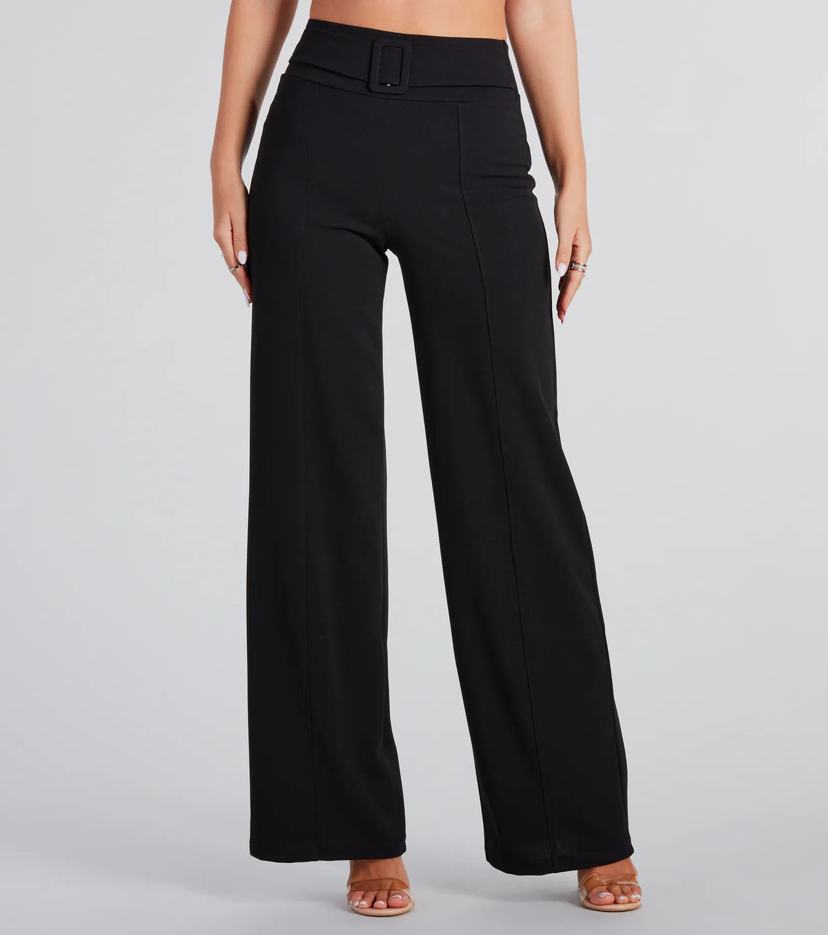 Perfect Look Belt-Detail Trouser Pants