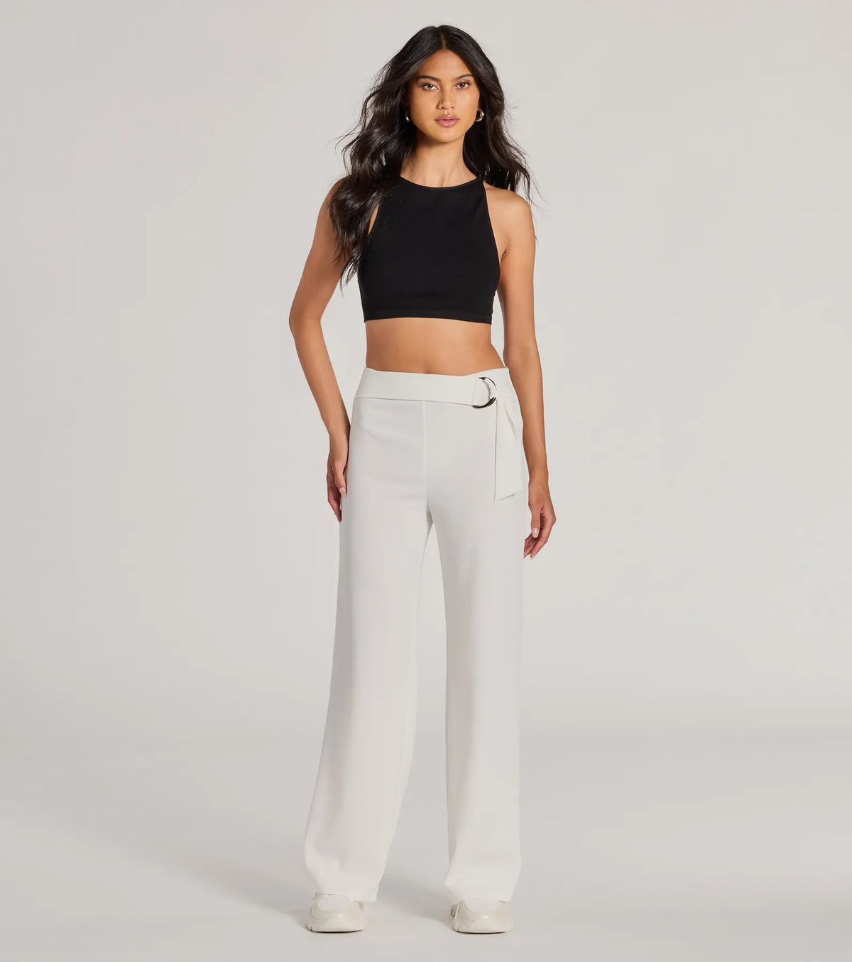 With Confidence High-Rise Straight-Leg Crepe Pants