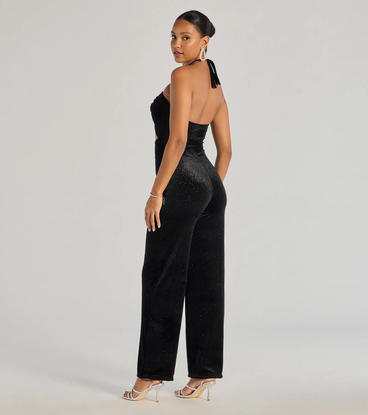 Here To Party Glitter Knit Cutout Jumpsuit