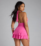 Golden Nights Halter Ruffle Romper