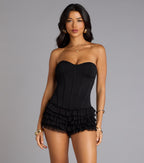 Playful Trouble Lace-Up Ruffle Romper