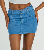Trendsetting Look Belted Denim Mini Skirt