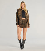 Feeling Fierce Leopard Print Denim Mini Skirt