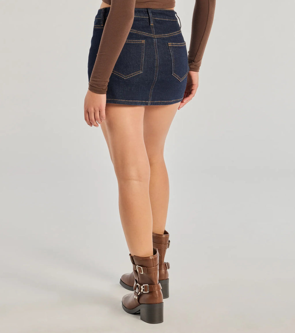 Trendy Casual High-Rise Denim Skort