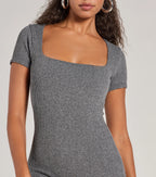 Lounge Moments Basic Short Sleeve Rib Knit Romper