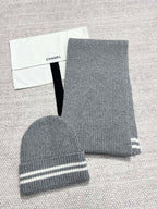 Chanel Women's Winter Graffiti Pattern Letter Print Solid Color Wool Hat Scarf Cap #73621