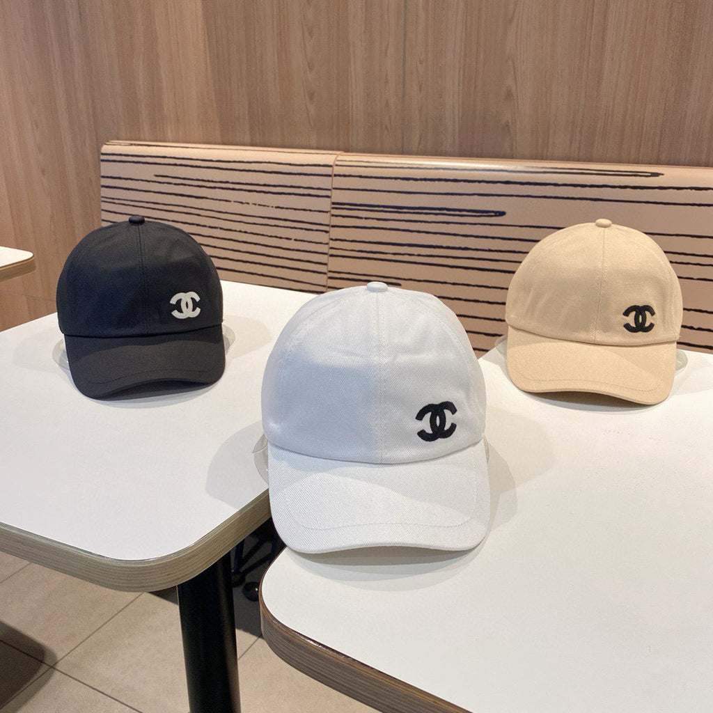 Chanel Men's and Women's Solid Color Embroidered Logo Cotton Duck Hat Cap #75368