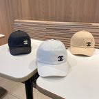 Chanel Men's and Women's Solid Color Embroidered Logo Cotton Duck Hat Cap #75368