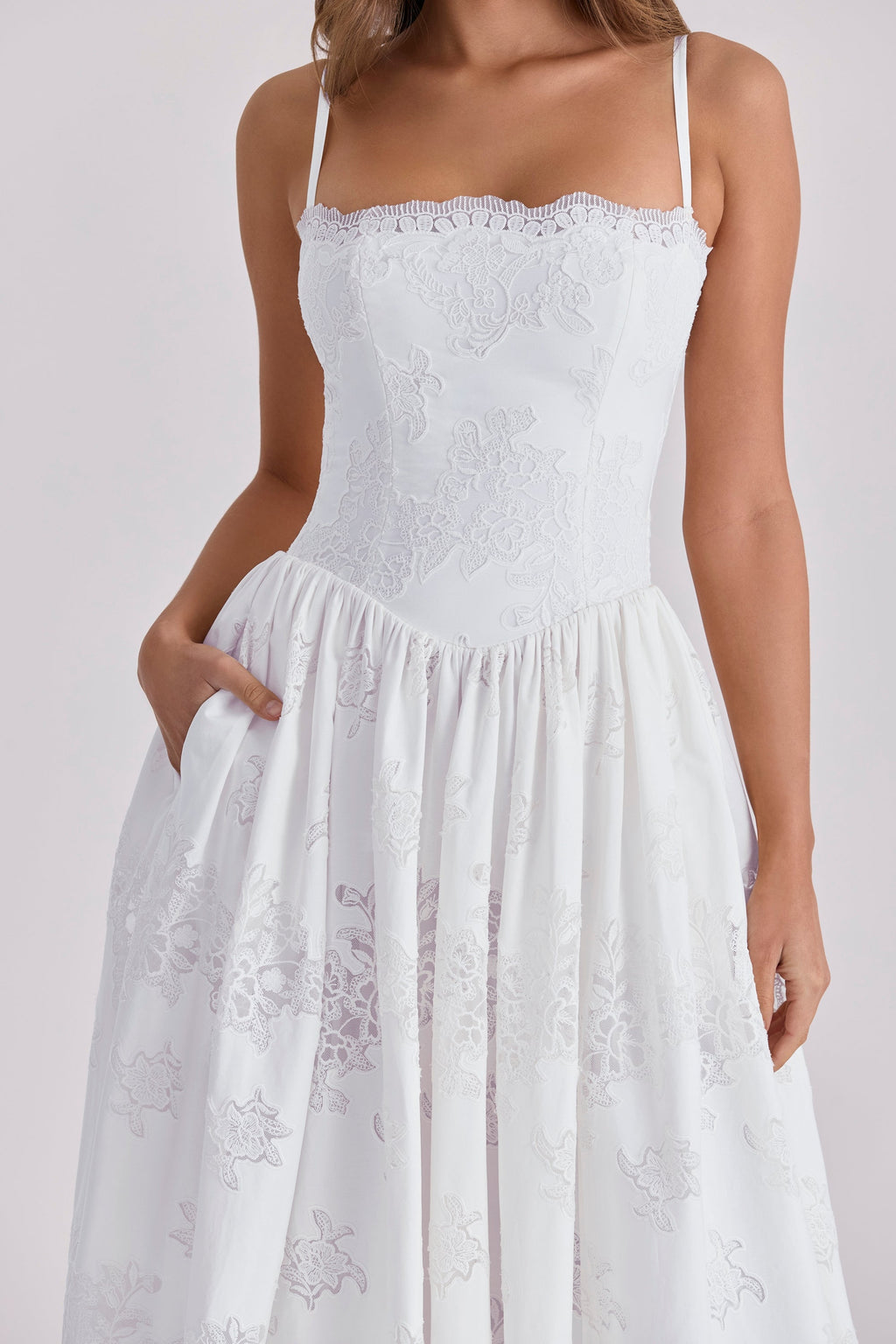white custom lace + cotton midi sundress