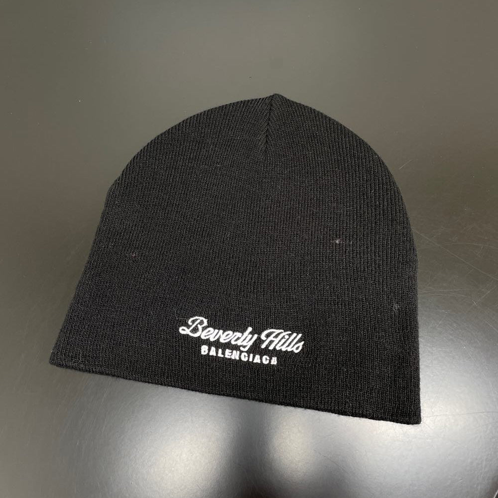 Balenciaga Men's And Women's Fall And Winter Logo Letter Printing Ribbed Knit Cotton Fleece Hat Cap #74853