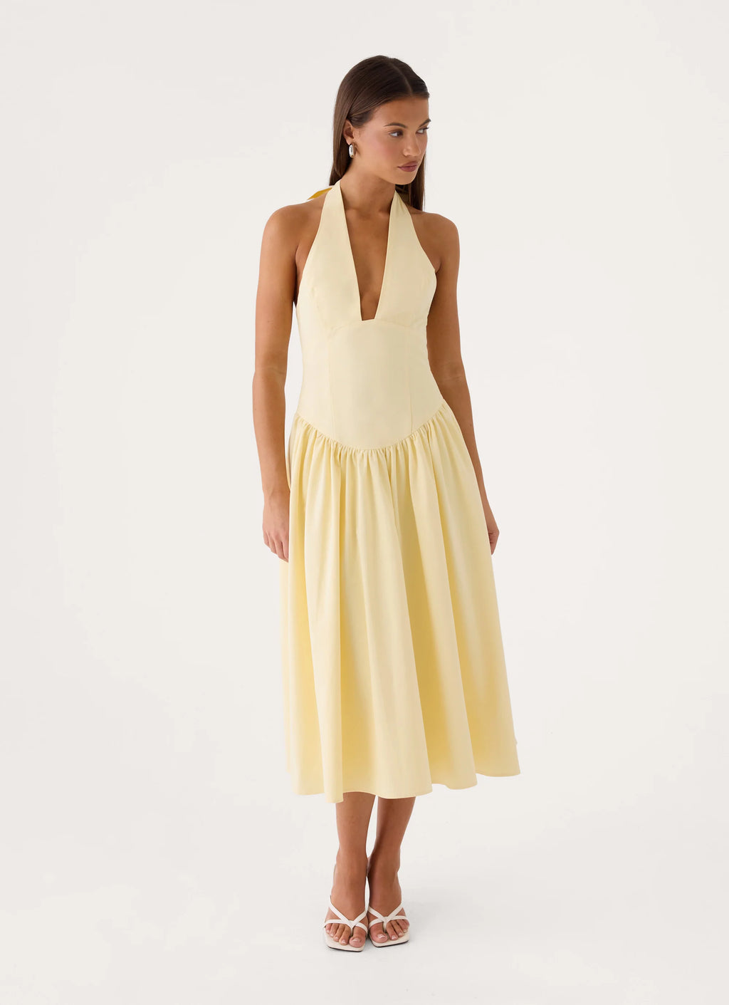 Monique Halter Midi Dress - Yellow