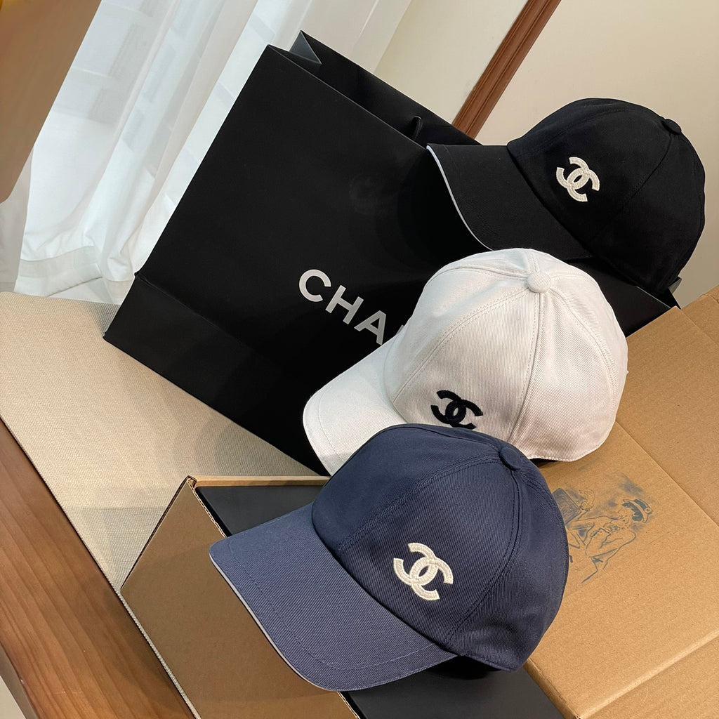Chanel Men's and Women's Solid Color Embroidered Logo Cotton Duck Hat Cap #75768