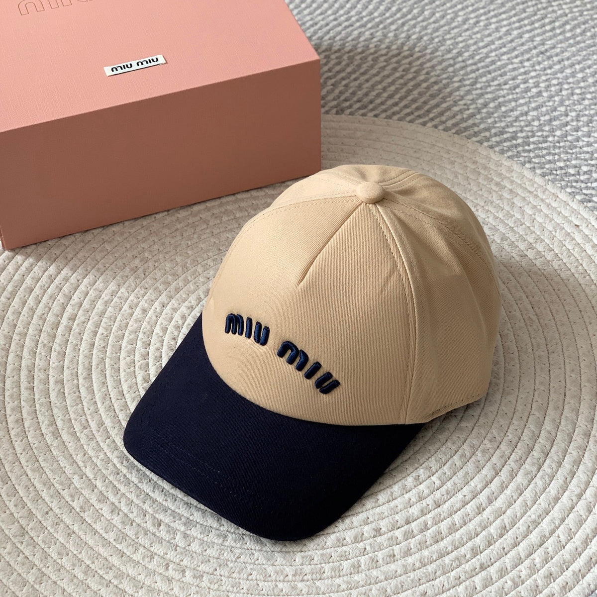 MiuMiu Men's and Women's Colorblocking Embroidered Lettered Duck Hat Cap #76282
