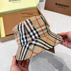Burberry Men's And Women's Plaid Printed Cotton Fisherman's Hat Cap #77676