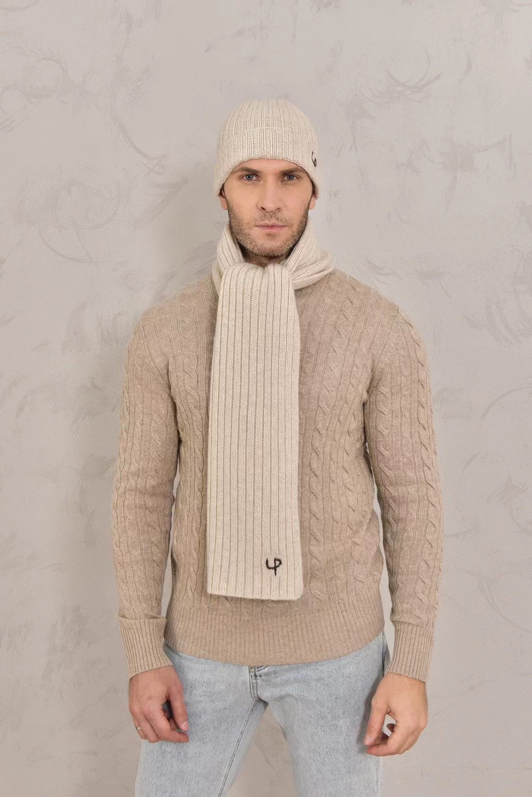 Loro Piana Cashmere Knit Hat Scarf Set #6664