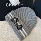 Chanel Women's Fall And Winter Black And White Gray Temperament Warm Winter Accessories Scarf Hat Gloves Fashion Trend Set #81628