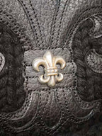 Chrome Hearts 925 Silver Accessories Black And White Two-Color Leather Scout Flower Knitted Cashmere Cold Hat #328755
