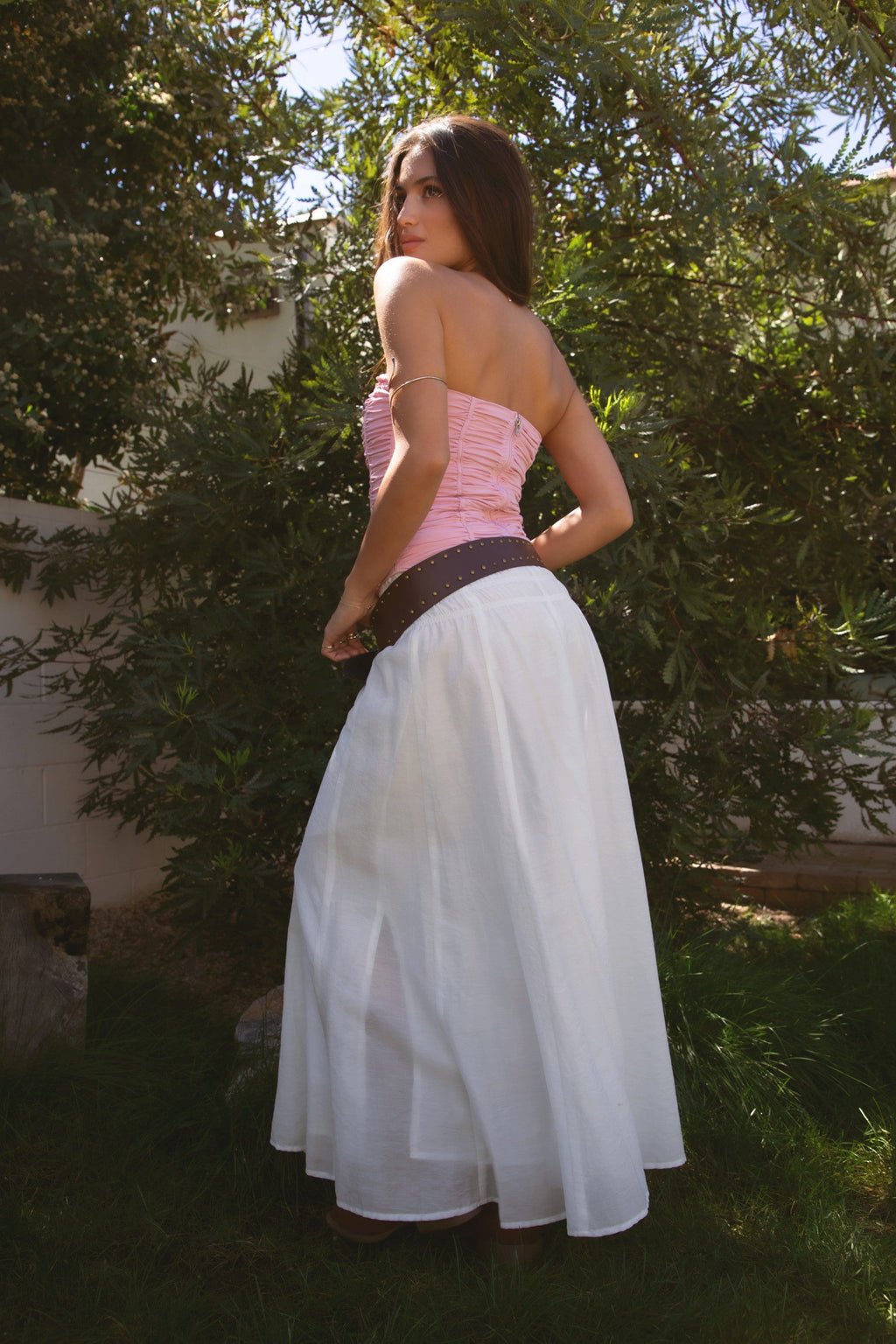 Calisa Strapless Ruched Poplin Bustier Top