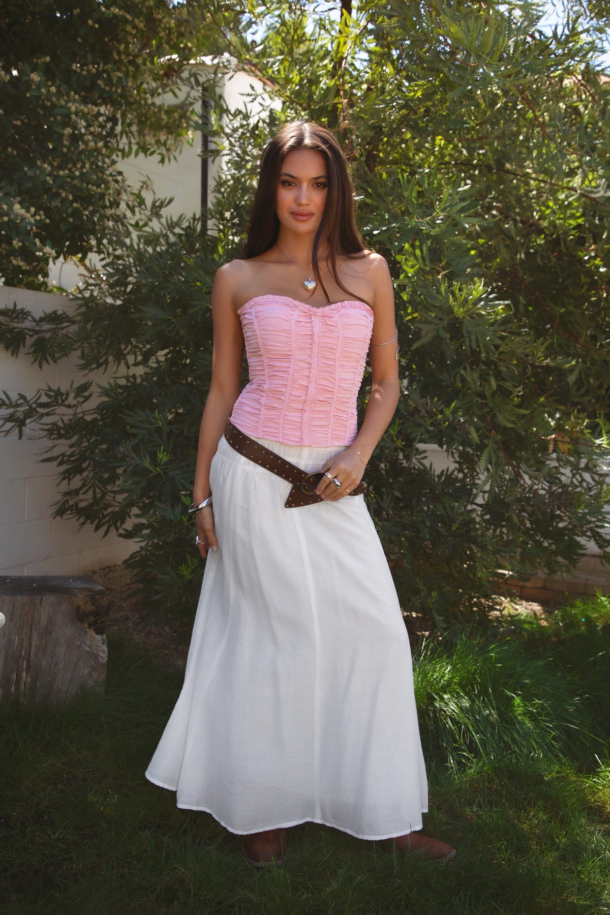 Calisa Strapless Ruched Poplin Bustier Top