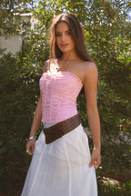 Calisa Strapless Ruched Poplin Bustier Top