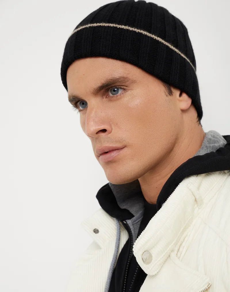Brunello Cucinelli Men's Autumn And Winter Simple Solid Color Cashmere Ribbed Knit Beanie Casual Pullover Hat Ngvp #9484