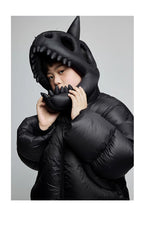 Kid's Autumn And Winter Solid Color Long Sleeve Stereoscopic Dinosaur Shaped Hat Puffer Down Jacket #31325