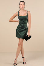 Gorgeous Aesthetic Emerald Taffeta Sleeveless Mini Dress