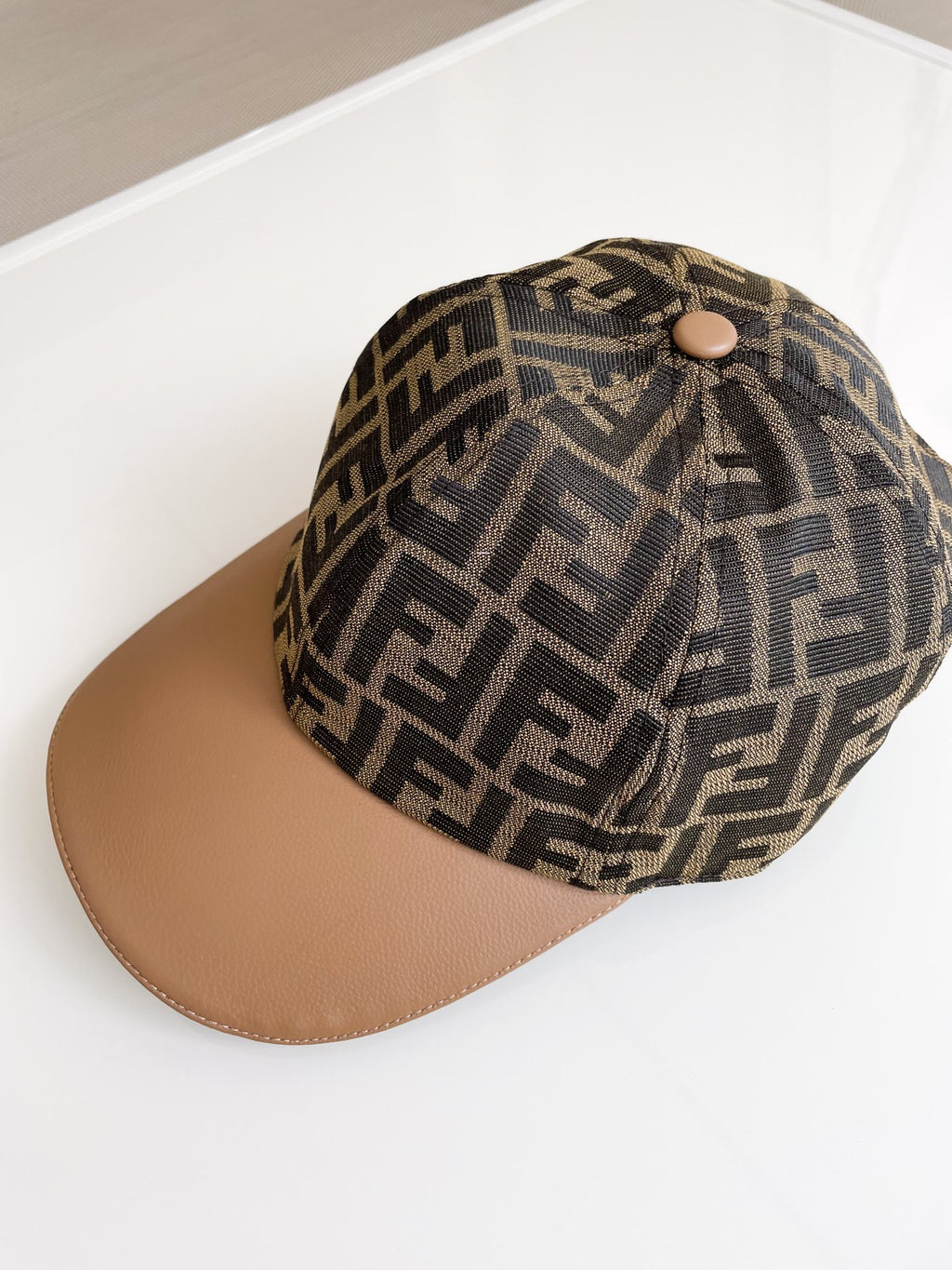 Fendi Women's Brown FF Jacquard Fabric Baseball Cap Hat #99553