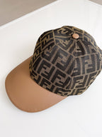 Fendi Women's Brown FF Jacquard Fabric Baseball Cap Hat #99553