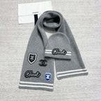 Chanel Women's Winter Graffiti Pattern Letter Print Solid Color Wool Hat Scarf Cap #73621