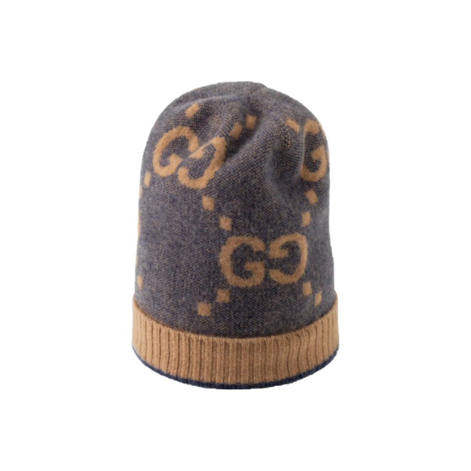 Gucci GG Knit Cashmere Hat Jacquard Tassel Scarf Set Suit #97289