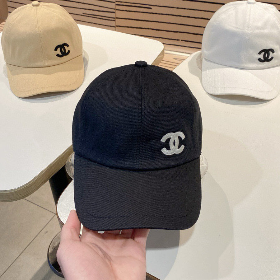 Chanel Men's and Women's Solid Color Embroidered Logo Cotton Duck Hat Cap #75368