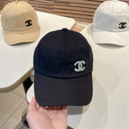 Chanel Men's and Women's Solid Color Embroidered Logo Cotton Duck Hat Cap #75368