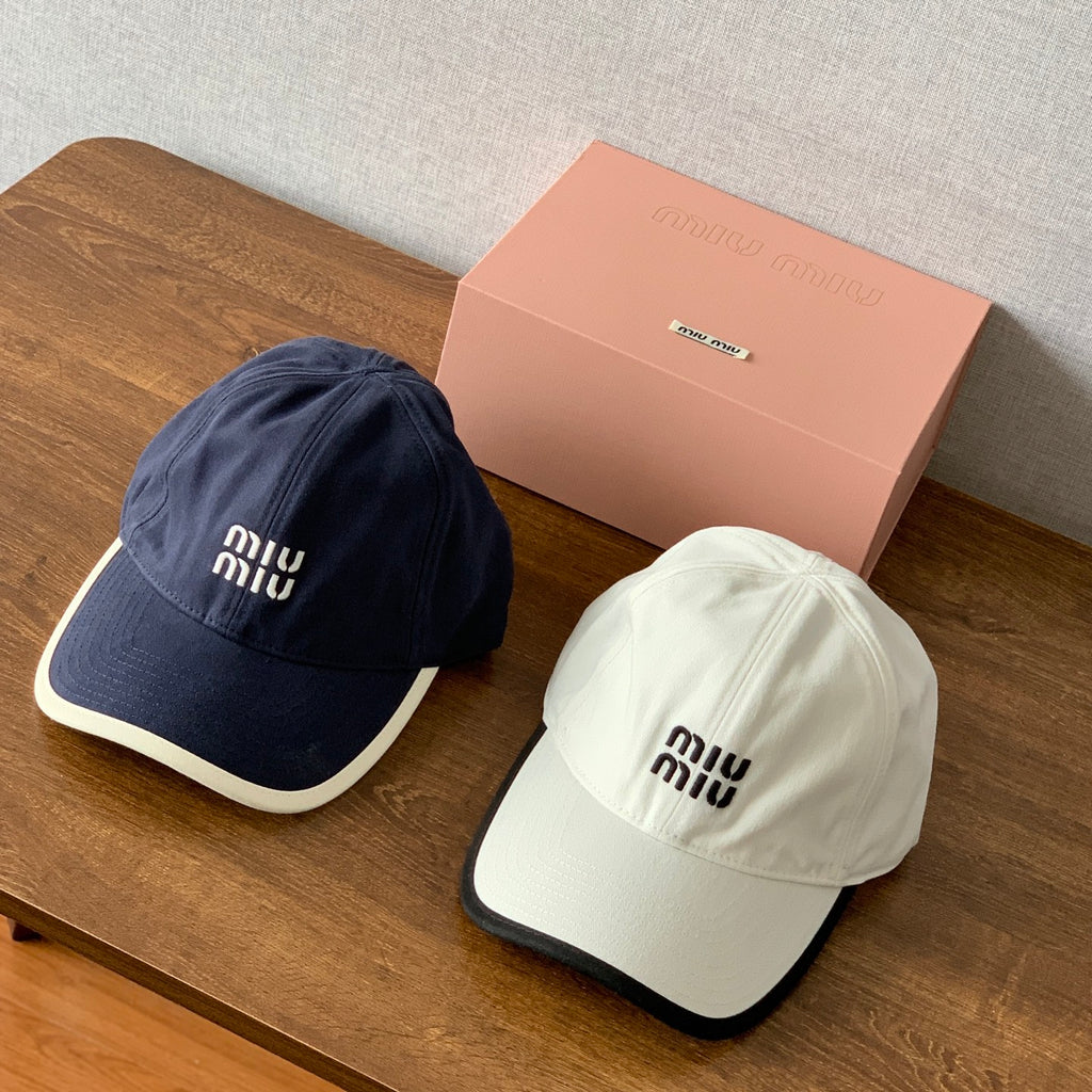 MiuMiu Men's and Women's Colorblocking Embroidered Lettered Duck Hat Cap #76438
