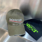 Balenciaga Men's and Women's Solid Color Embroidered Logo Design Cotton Duck Cap Hat #75313