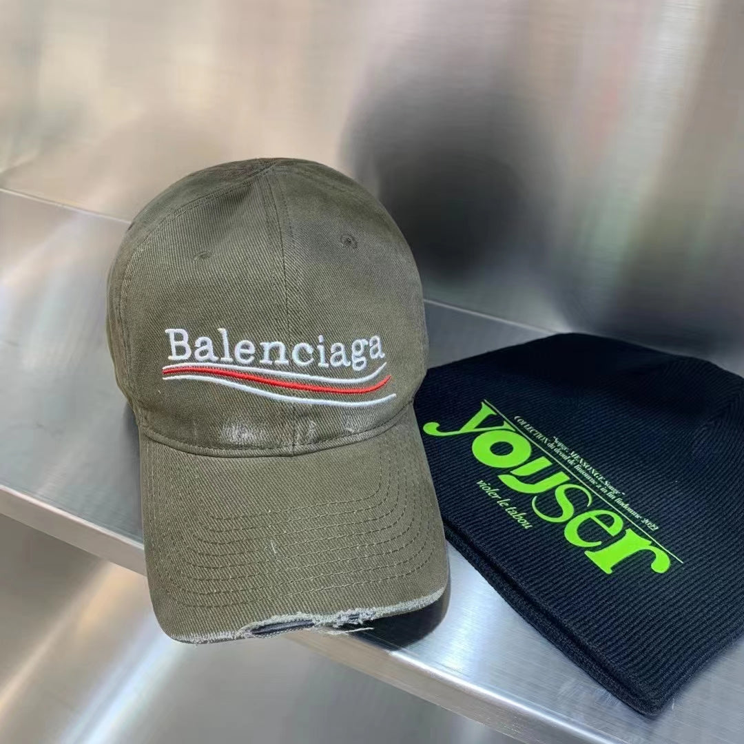 Balenciaga Men's and Women's Solid Color Embroidered Logo Design Cotton Duck Cap Hat #75313