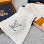 Louis Vuitton Men's and Women's Autumn and Winter Solid Color Embroidery Logo Printed Wool Knit Hat Cap Scarf #75639
