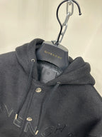 Givenchy Leather Wool Long Sleeve Hooded Zip Split Hat Jacket #1432