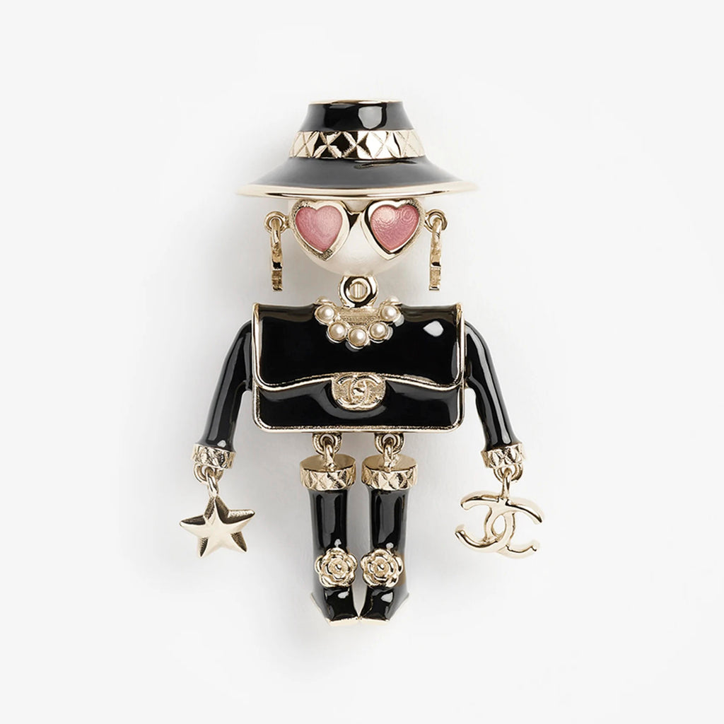 Chanel Men's And Women's Classic Fashion Robot With Hat And Heart Shaped Sunglasses Design Robot Brooch Jewelry Accessories #79467