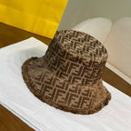Fendi Men's And Women's Solid Colour Letters Jacquard Tassel Burlap Denim Fisherman Cap Baseball Hat #76889