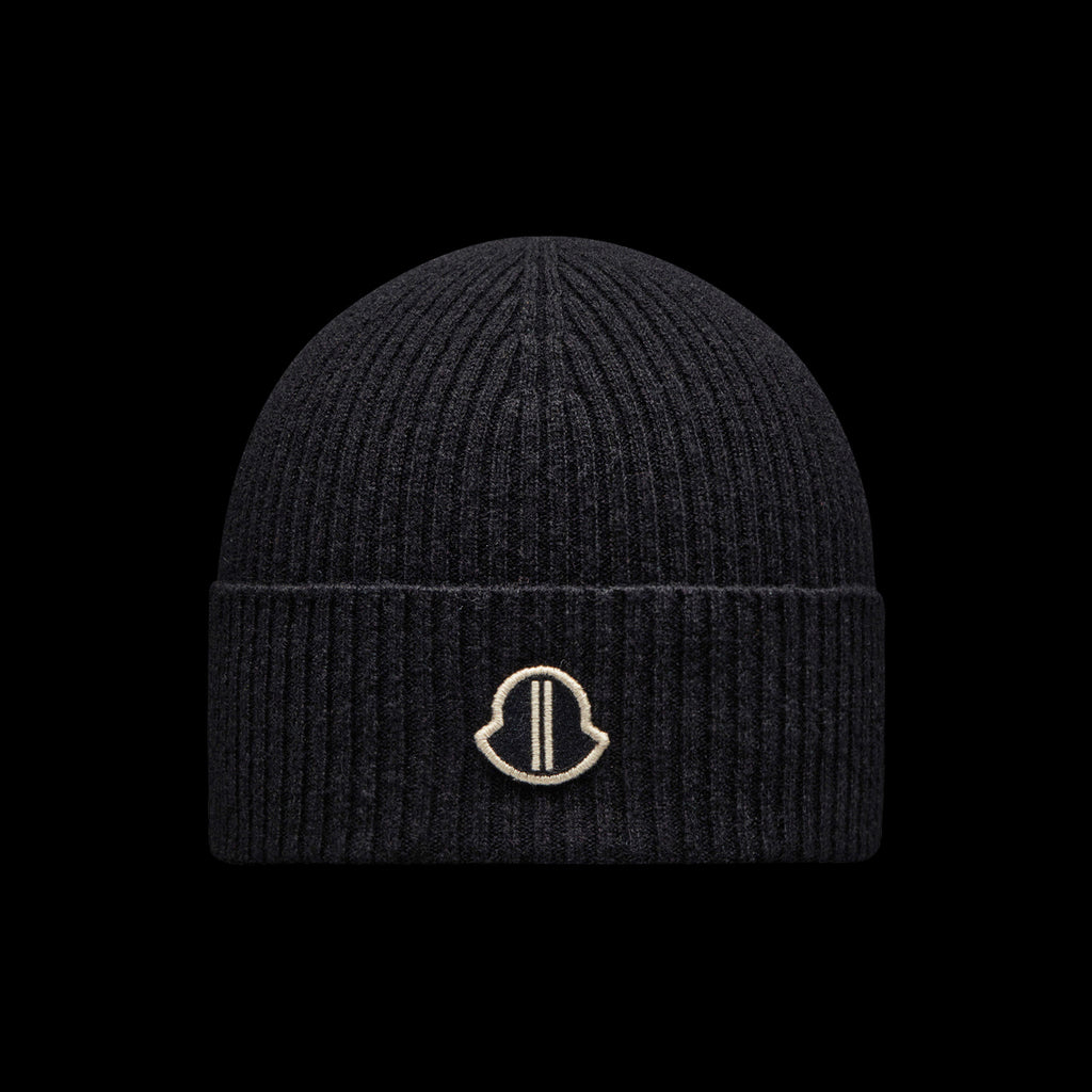 Moncle X Rickowen Men's and Women's Black Cashmere Pompom Hat Cap #97923