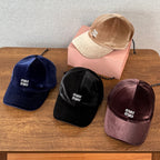 MiuMiu Men's And Women's Fall/winter Fashion Casual Solid Color Letter Embroidered Velvet Texture Baseball Cap Duckbill Hat Hat  Accessories #79538