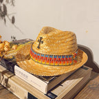 Chrome Hearts Men's And Women's Fashionable Casual Woven Straw Hat Classic Silver Cross Beach Cap Accessories #81522