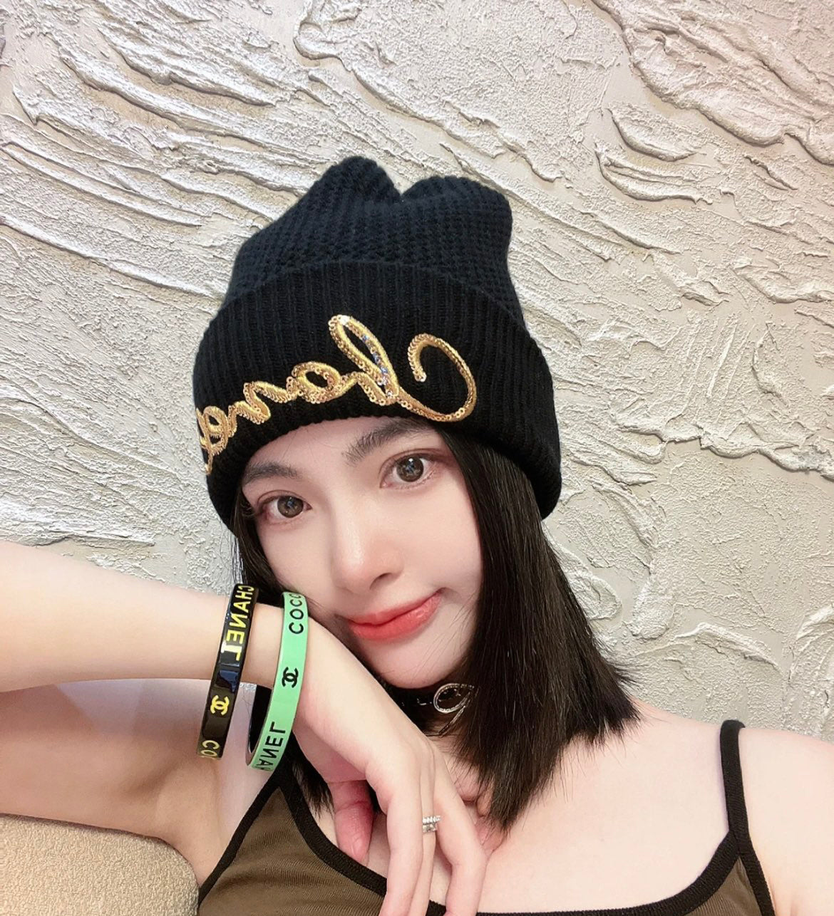 Chanel  Men's And Women's Fall/winter Fashion Casual Solid Color Knit Logo Thick Beanie Hat  Accessories #79339